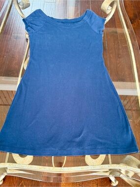 Navy Blue Short Sleeve A-Line Dress